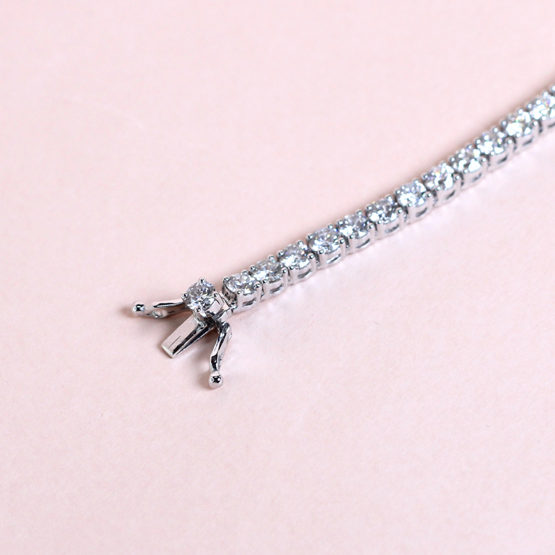 6.47cts Round cut Platinum Tennis bracelet