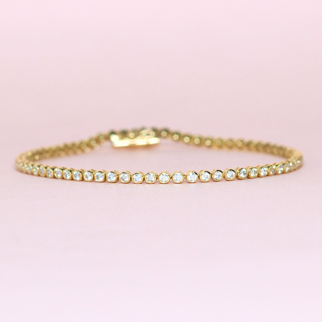 1.60cts Round cut bezel Tennis bracelet