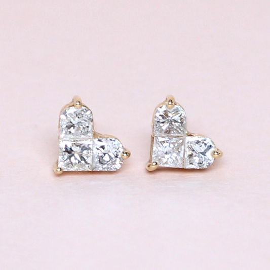 .91cts Heart Illusion Stud earrings