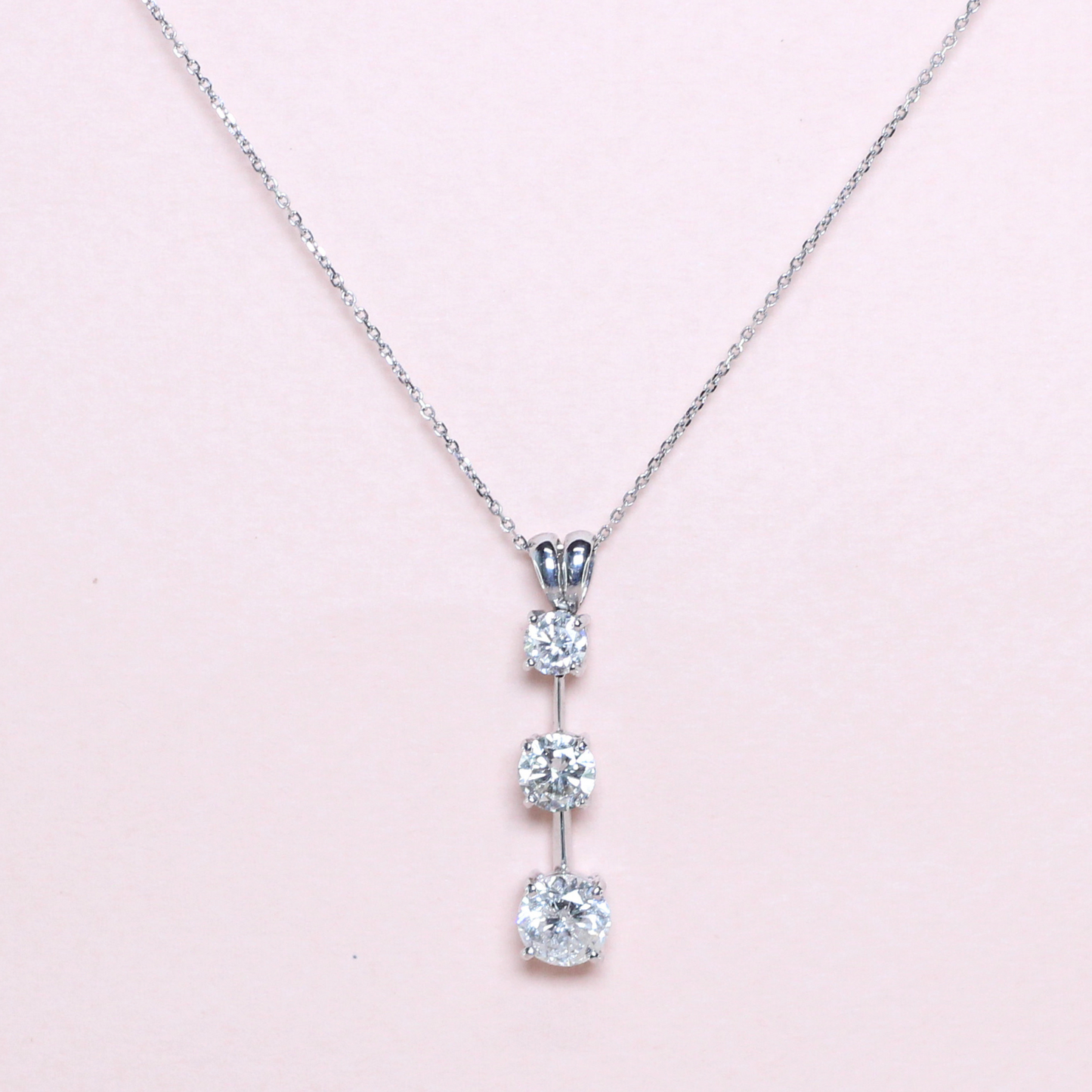 2.03cts Round cut Trilogy necklace