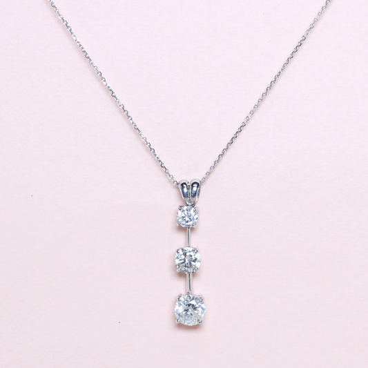 2.03cts Round cut Trilogy necklace
