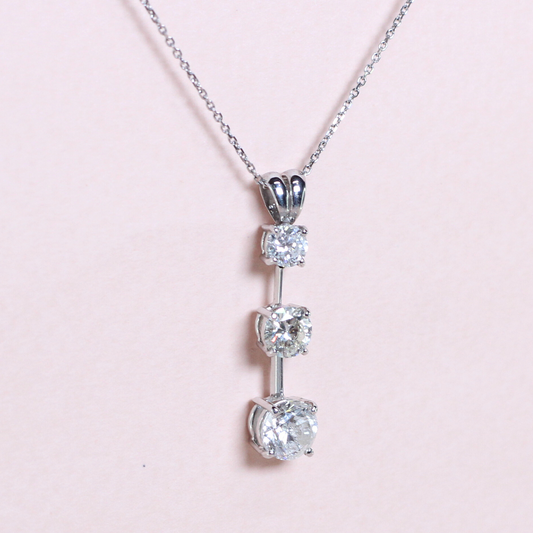2.03cts Round cut Trilogy necklace