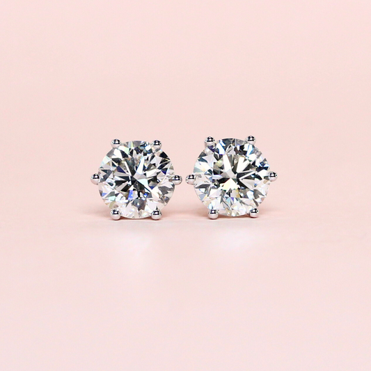 4.01cts Round cut Solitaire Stud earrings