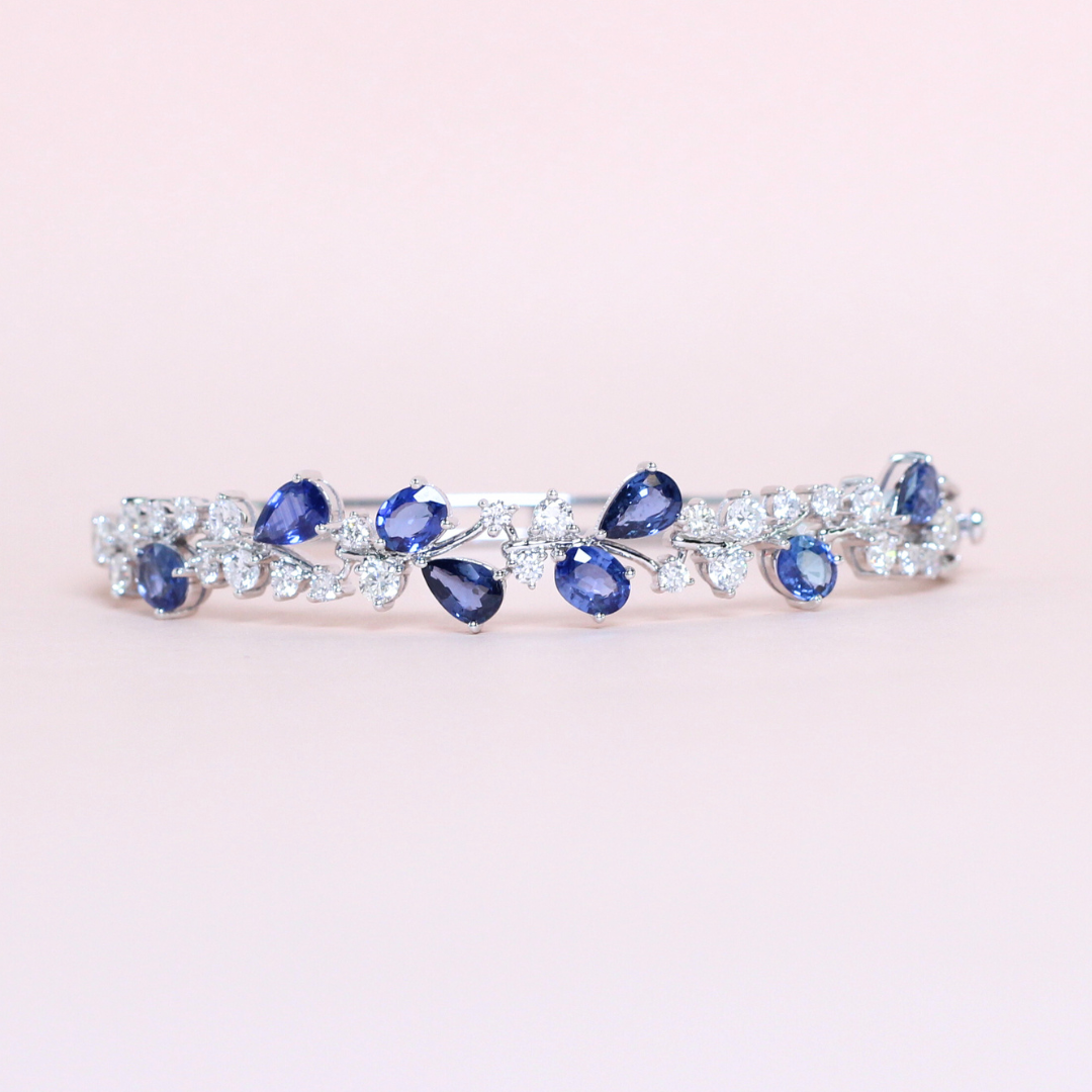 Sapphire and Diamond cluster bangle