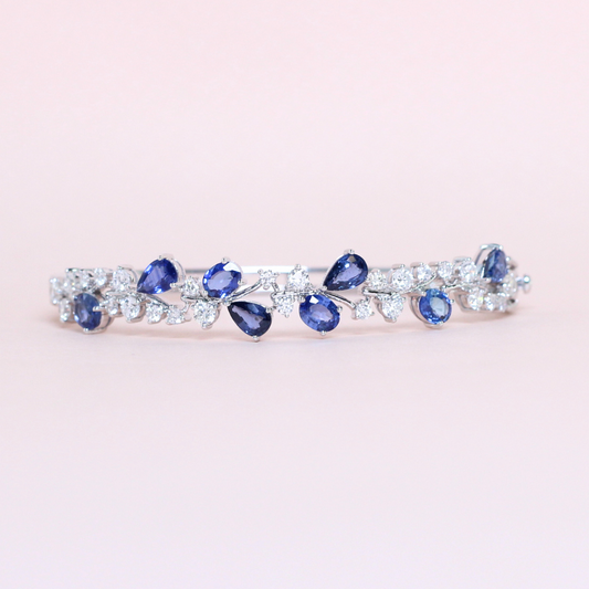 Sapphire and Diamond cluster bangle
