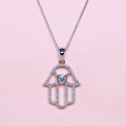 1.519cts Hamsa hand Lab-grown necklace