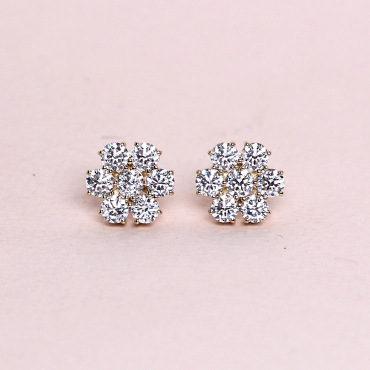 2.21cts Round cut Lab-grown Flower earrings