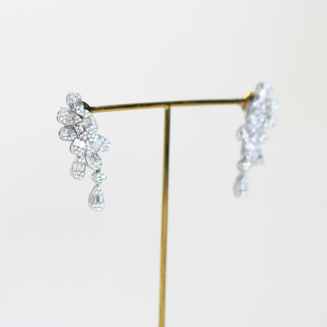 2.36cts Pear Illusion Crawler earrings