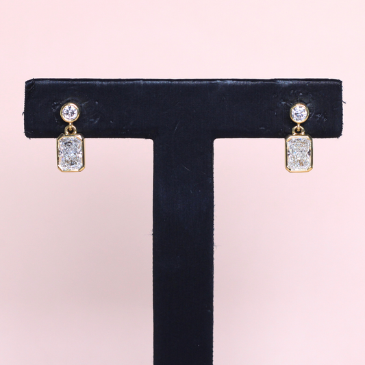 2.6cts Round and Radiant cut Lab-grown Dangling earrings
