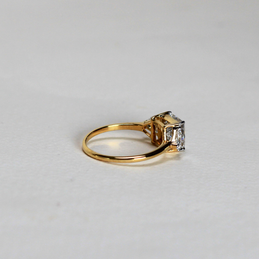 2.99cts Princess cut Lab-grown trilogy ring