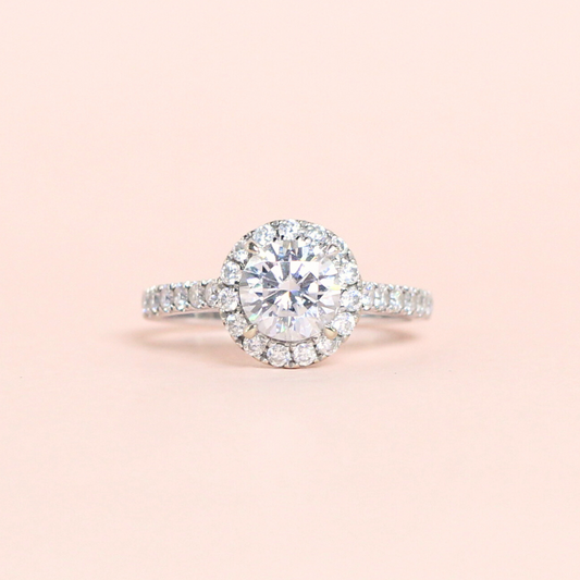 1.98cts Round cut Moissanite ring with halo