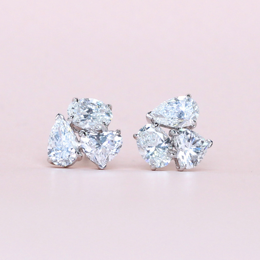 3cts Multi-shape Cluster earrings
