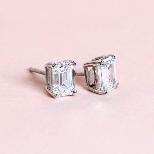 2.03cts Emerald cut stud earrings