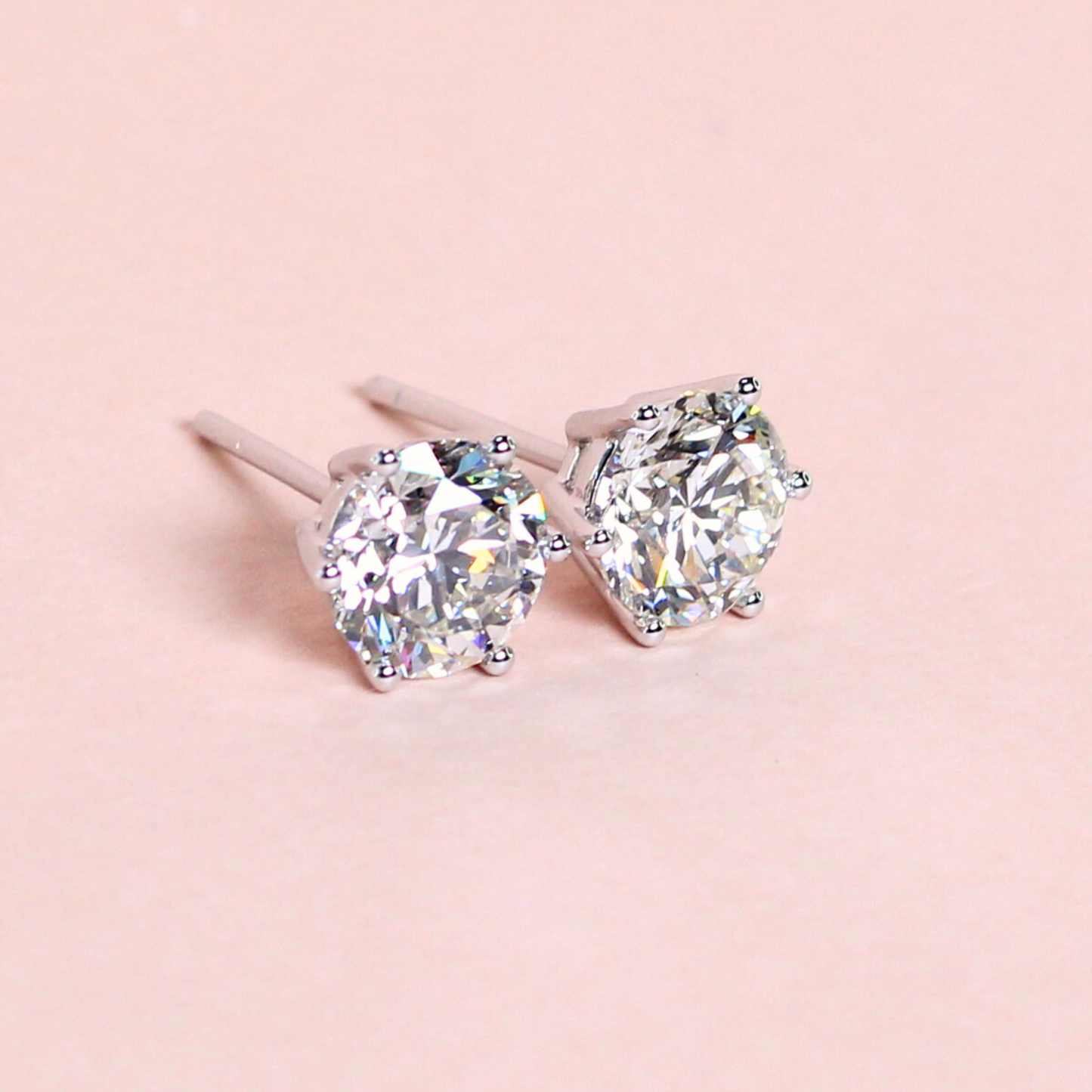 4.01cts Round cut Solitaire Stud earrings
