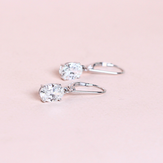 2.48cts Oval cut Lab-grown Dangling earrings