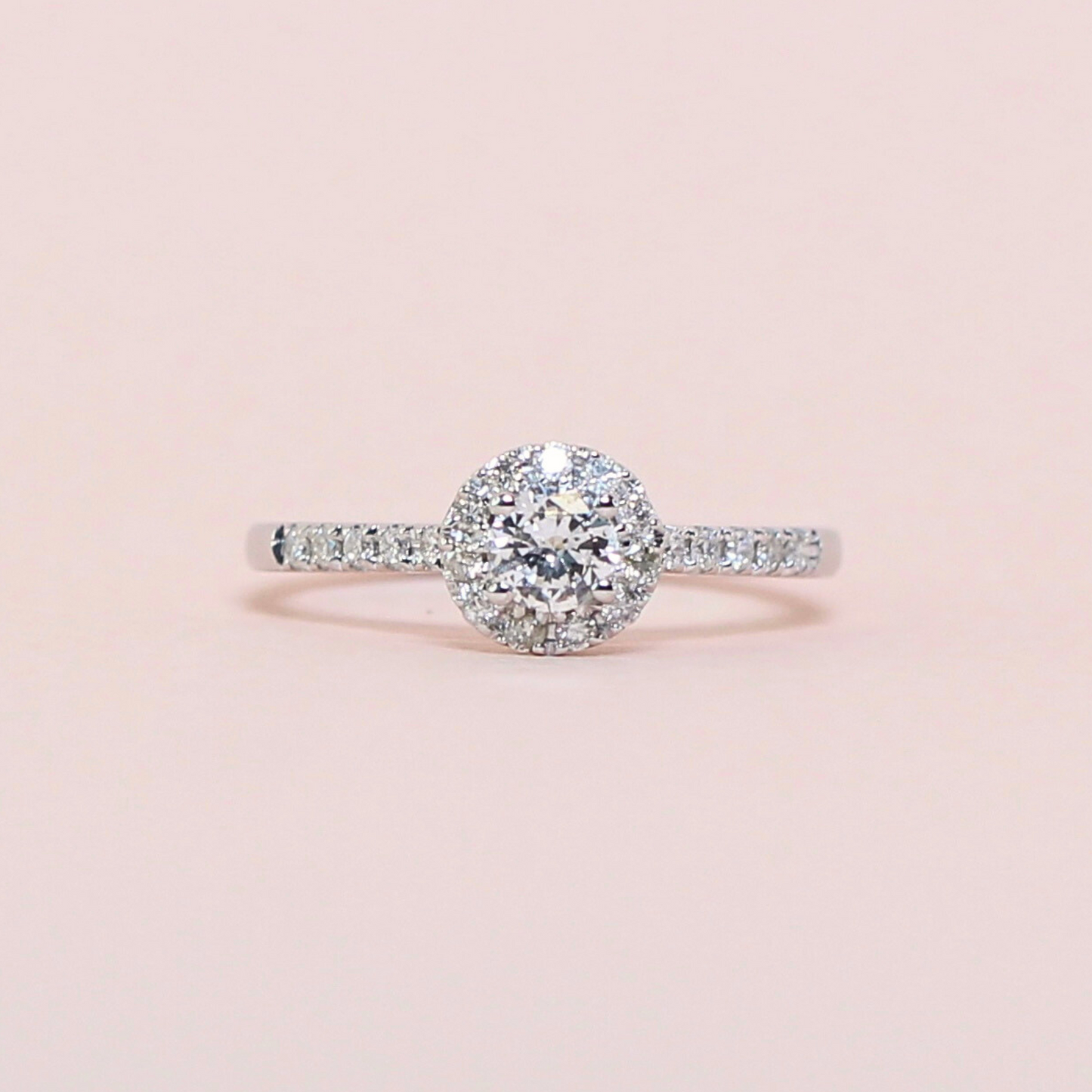 .38cts Round cut Pavé ring with Halo