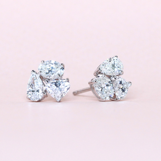 3cts Multi-shape Cluster earrings