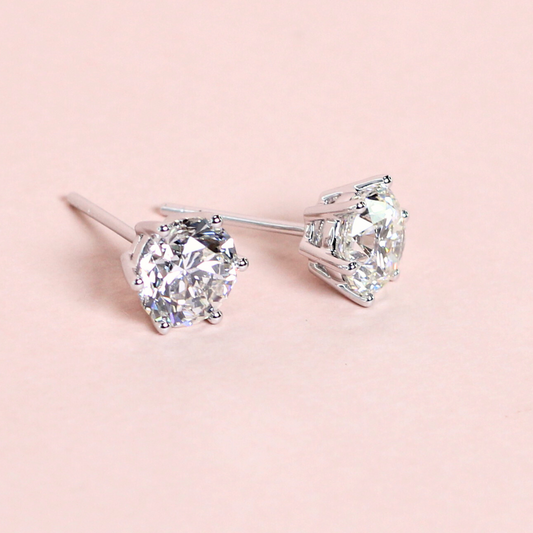 4.01cts Round cut Solitaire Stud earrings