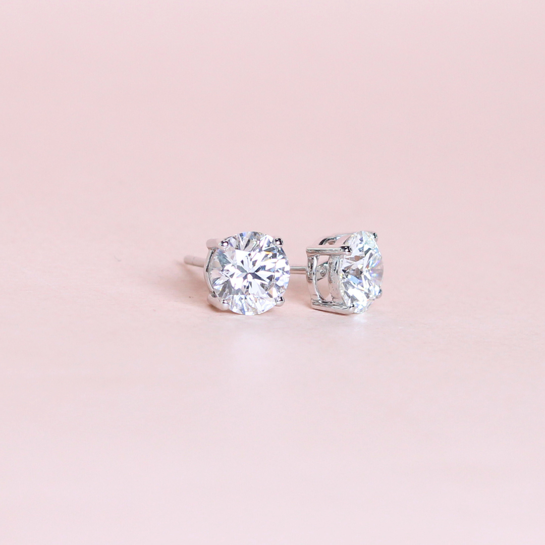 4.09cts Round brilliant cut diamond stud earrings