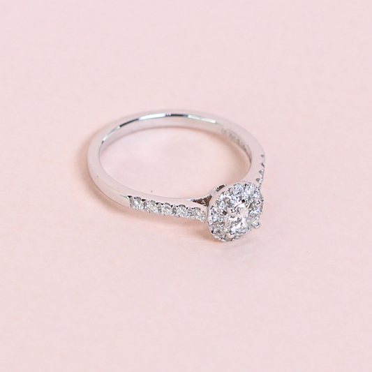 .38cts Round cut Pavé ring with Halo