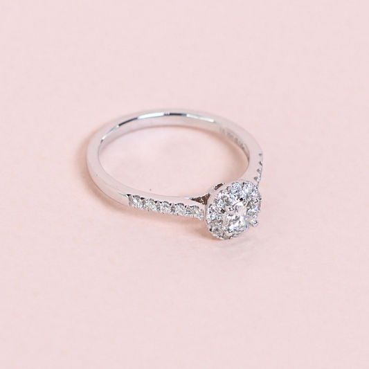 .20ct Round diamond ring with Halo in Pave setting