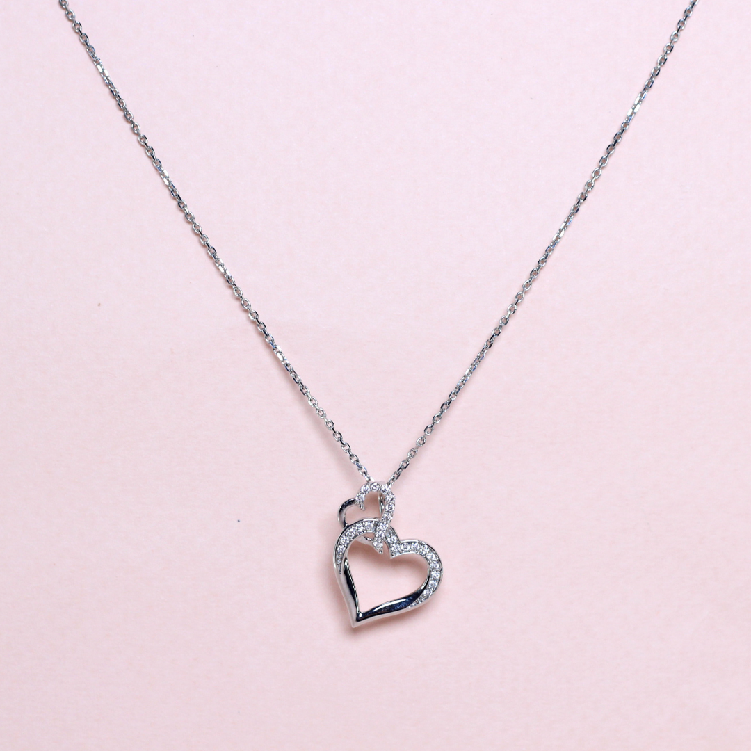 .16cts Round cut Lab-grown Double Heart necklace