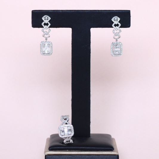 1cts Emerald Illusion Dangling set