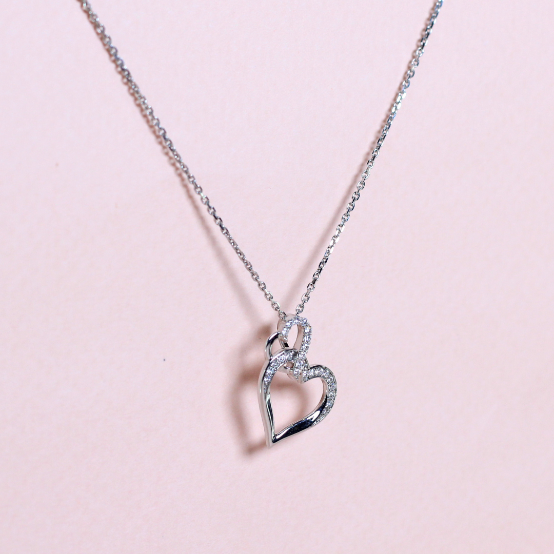 .16cts Round cut Lab-grown Double Heart necklace