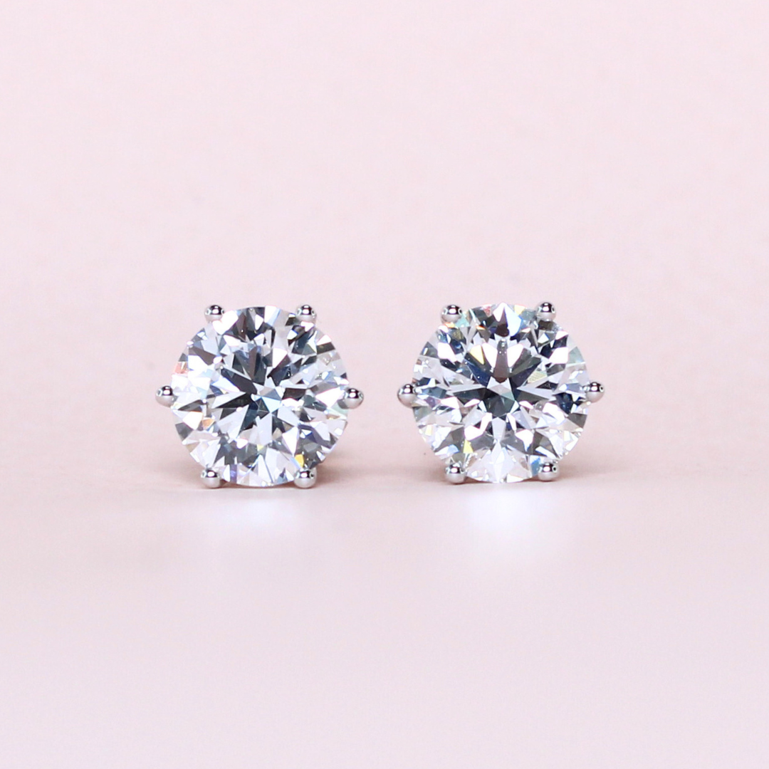 6.05cts Round cut Lab-grown Solitaire Stud earrings