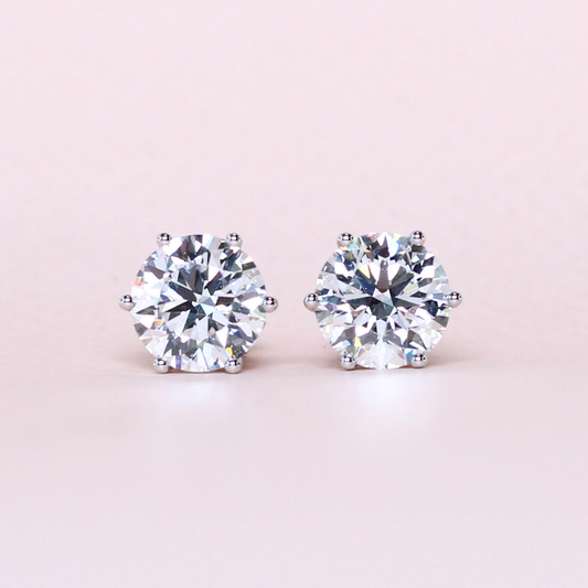 6.05cts Round cut Lab-grown Solitaire Stud earrings