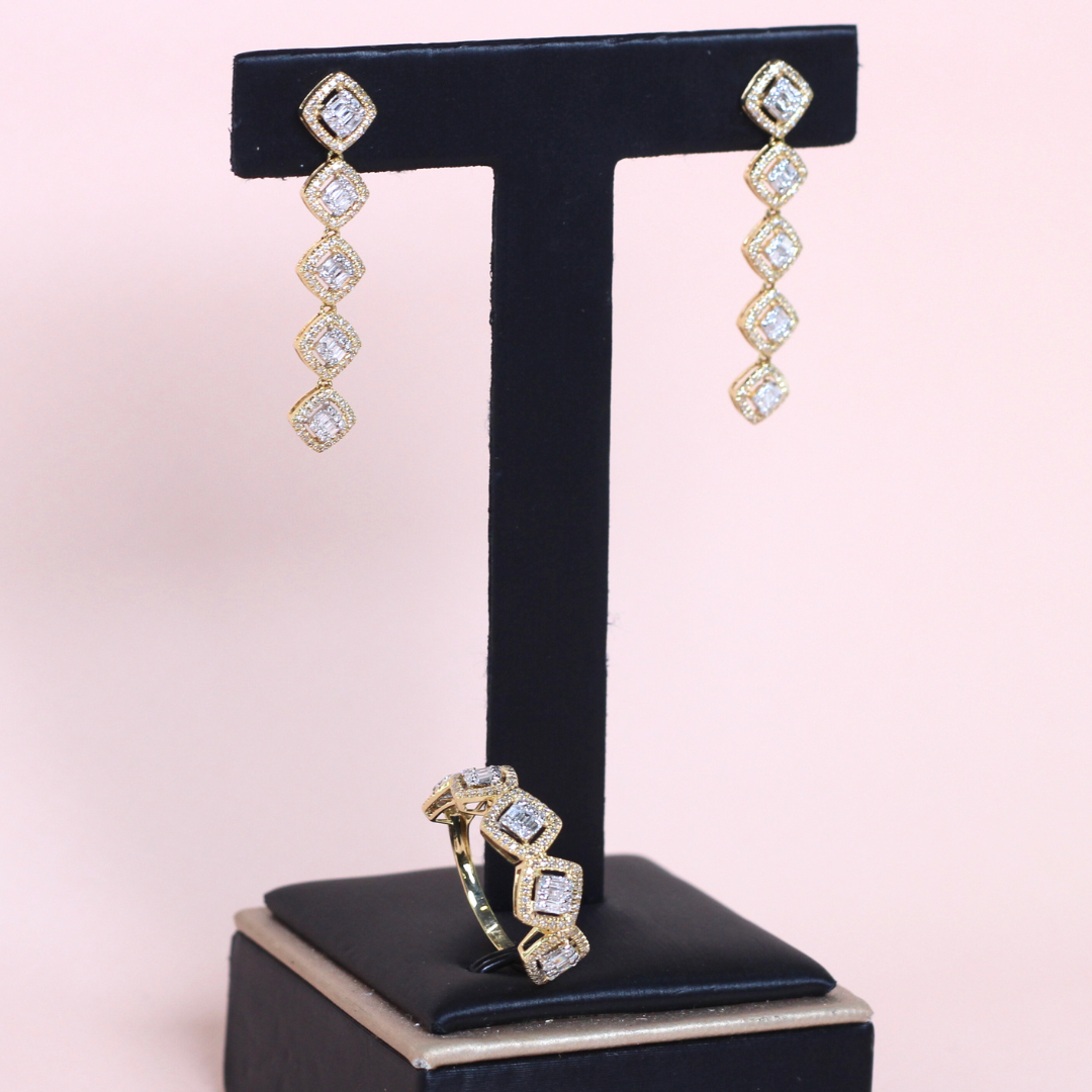 1cts Cushion Illusion Dangling set