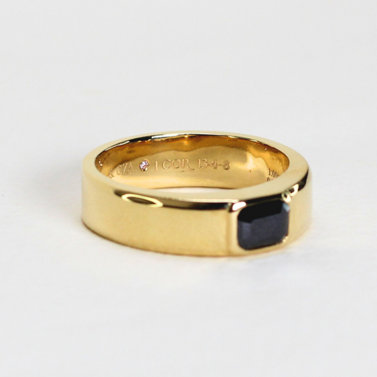 6.5mm 1.005ct Emerald cut Black diamond Lab-grown Male Band