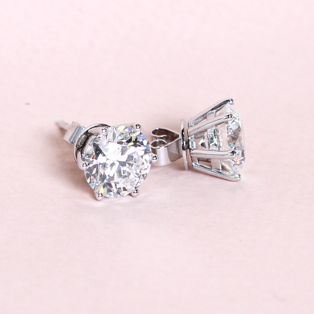 6.05cts Round cut Lab-grown Solitaire Stud earrings