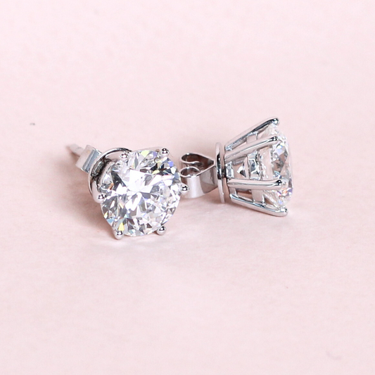 6.05cts Round cut Lab-grown Solitaire Stud earrings