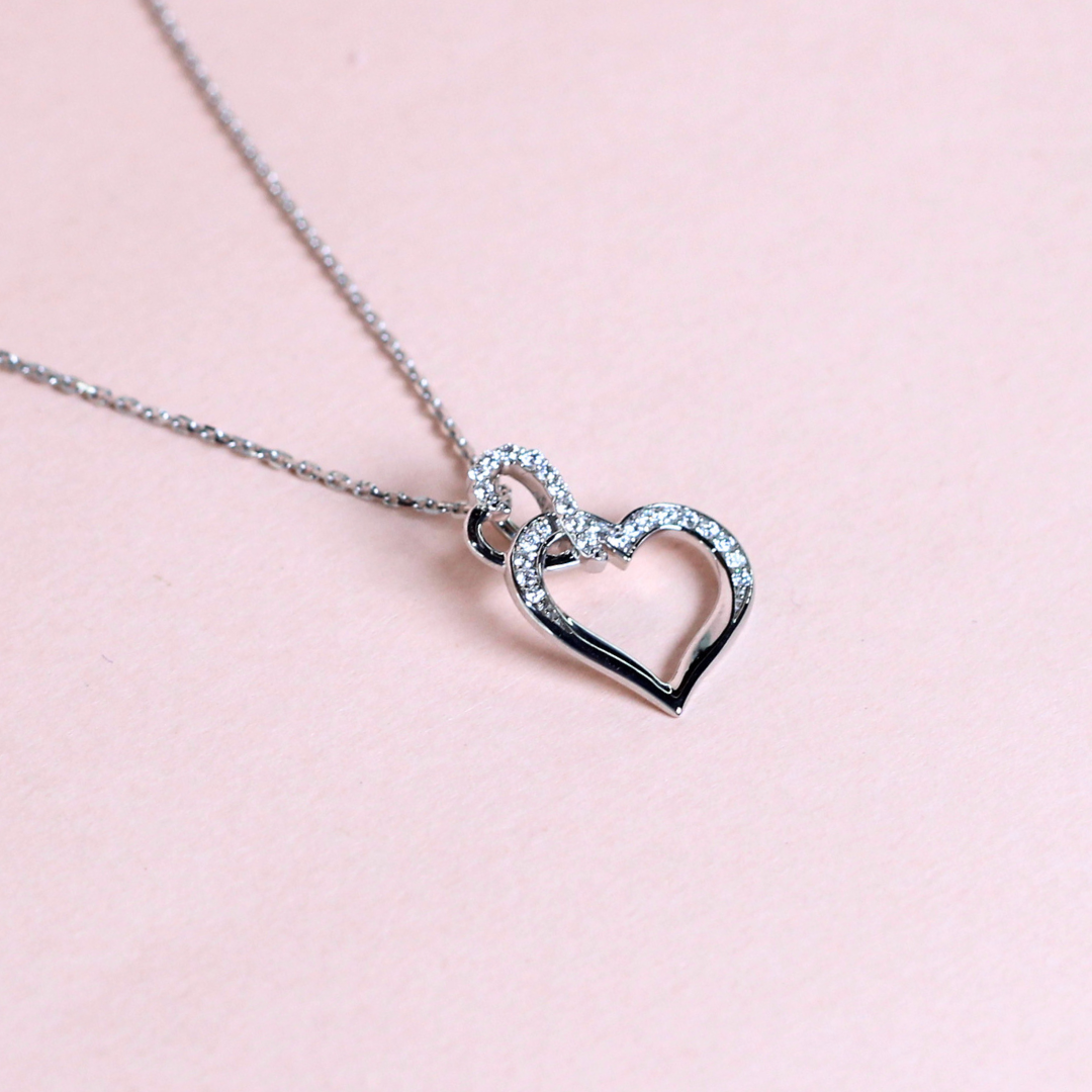 .16cts Round cut Lab-grown Double Heart necklace