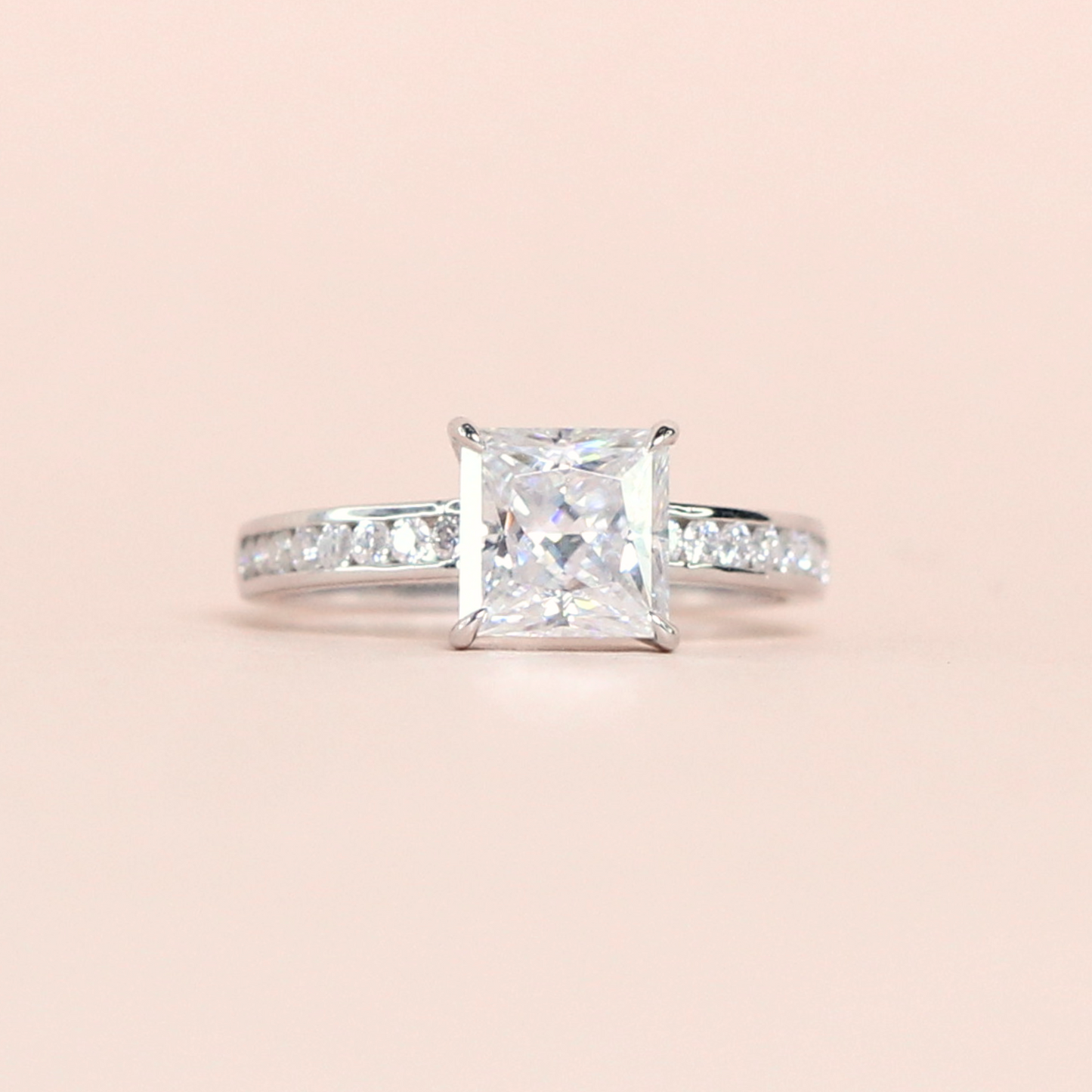 1.50ct Princess cut Channel Moissanite ring
