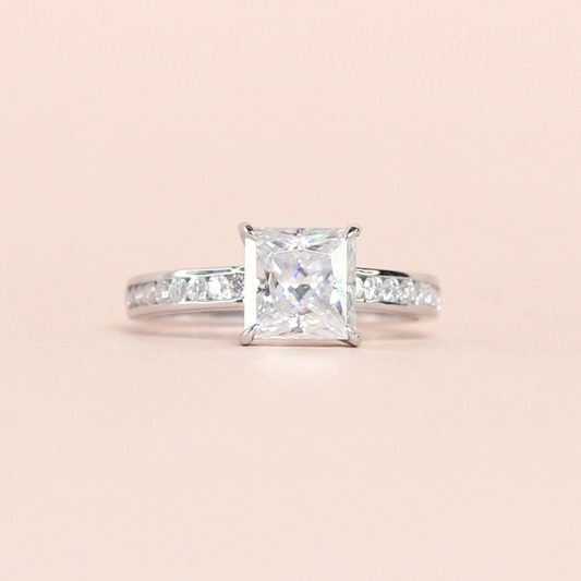 1.50ct Princess cut Channel Moissanite ring
