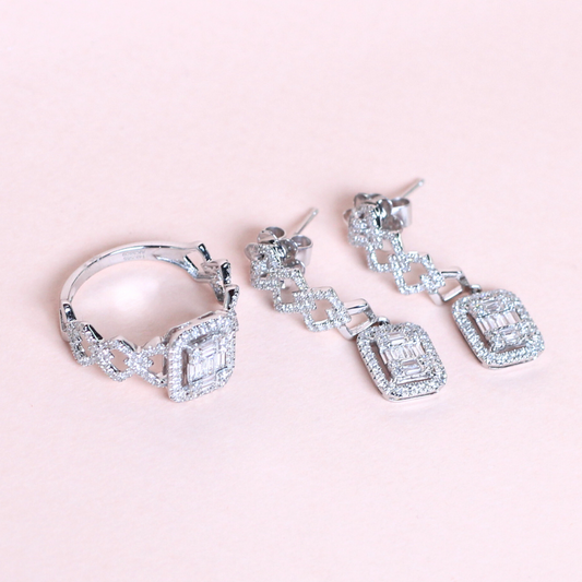 1cts Emerald Illusion Dangling set