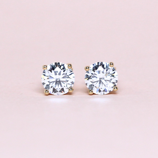 3.01cts Round cut Lab-grown Stud earrings