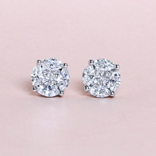 2.16cts Round Illusion Stud earrings