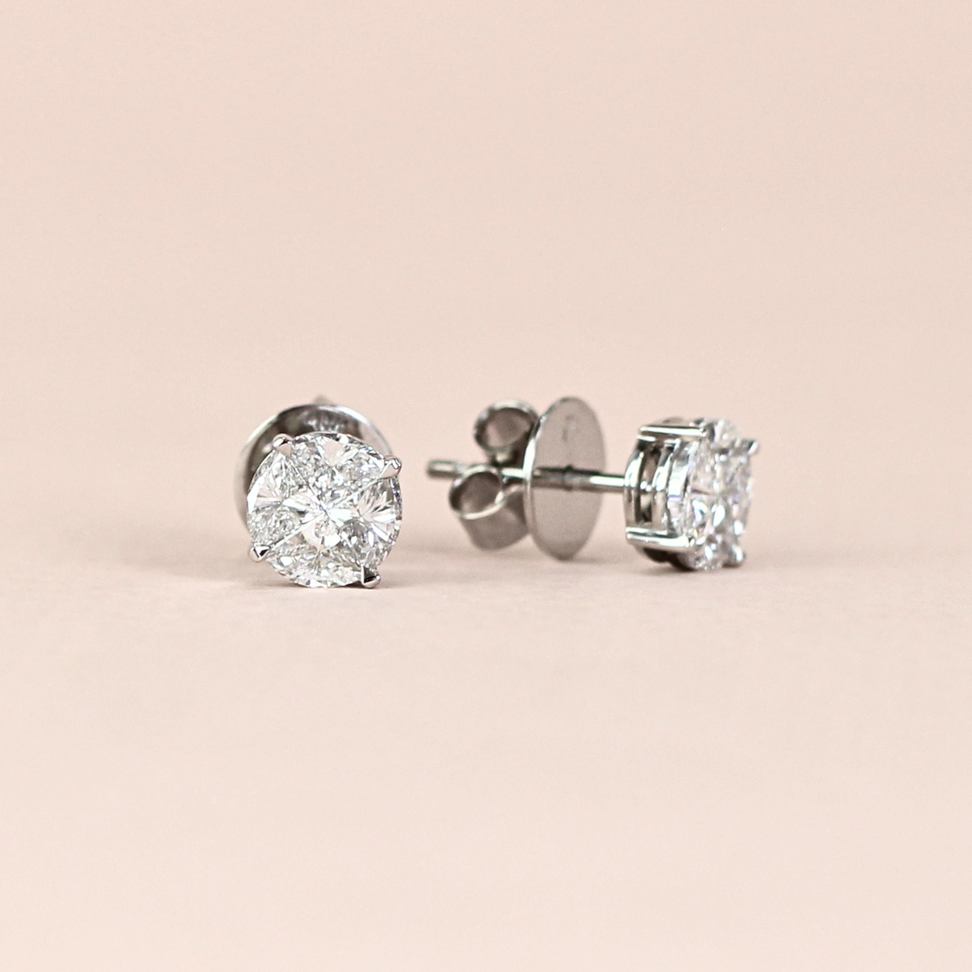 1.16cts Round Illusion Stud earrings