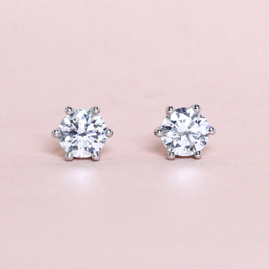 1cts Round cut Solitaire Stud earrings