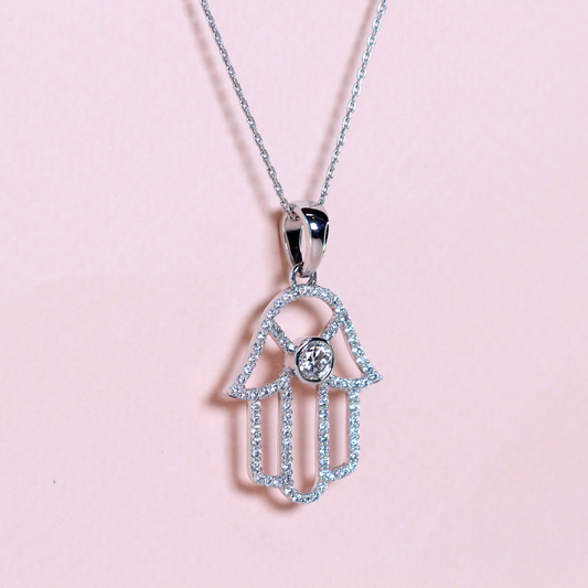 1.519cts Hamsa hand Lab-grown necklace