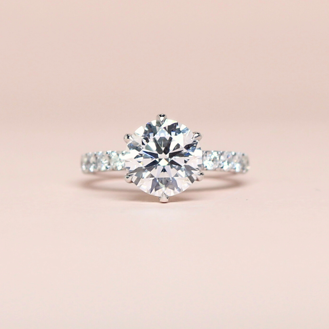3.70cts Round cut Pavé Lab-grown ring