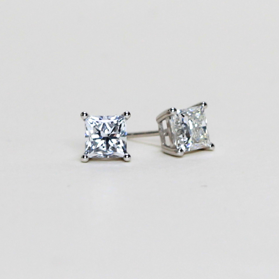 2cts Princess cut Solitaire Lab-grown earrings