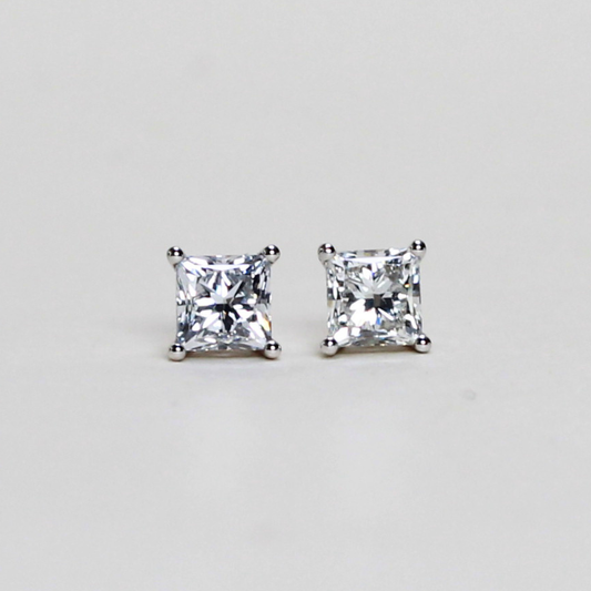 2cts Princess cut Solitaire Lab-grown earrings