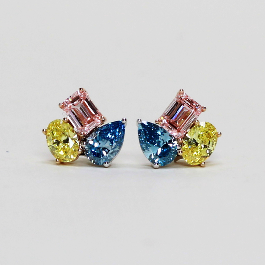 3.25cts Multishape colored stones earrings