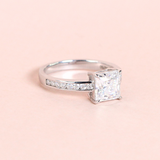 1.50ct Princess cut Channel Moissanite ring