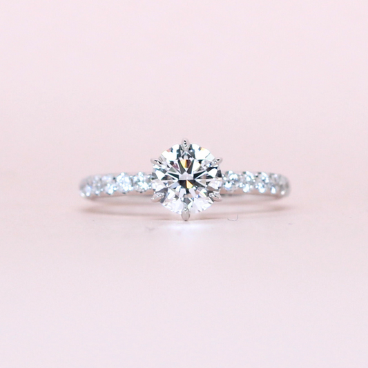 1.36cts Round cut Pavé Lab-grown ring