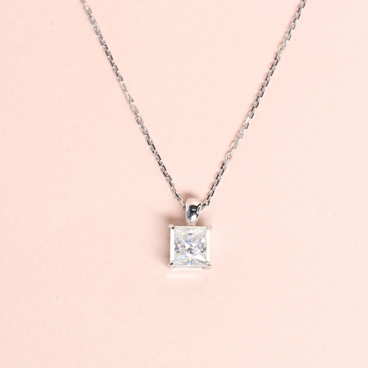 1ct Princess cut Moissanite necklace